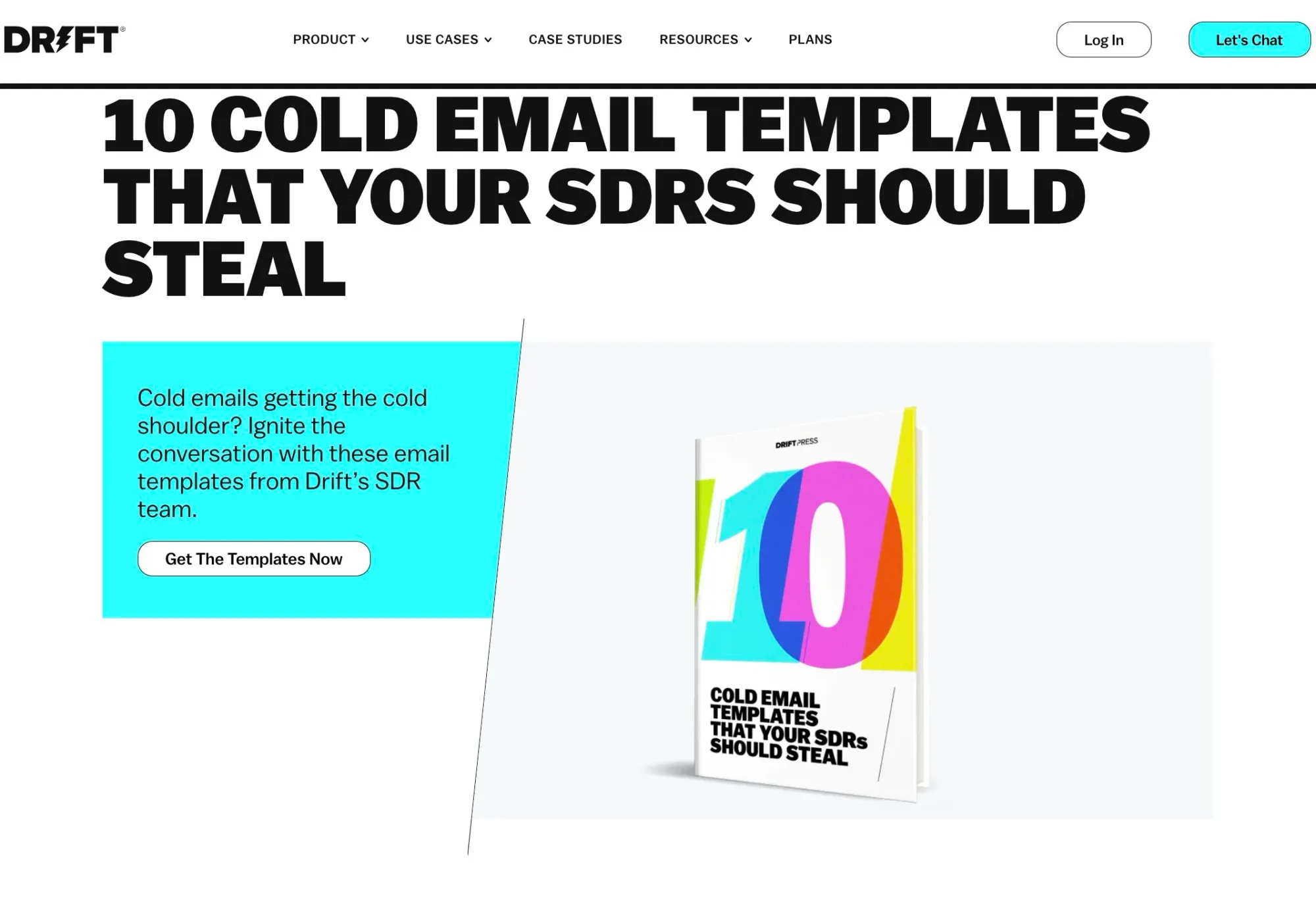 Content marketing example: Ebook about Email Templates by Drift
